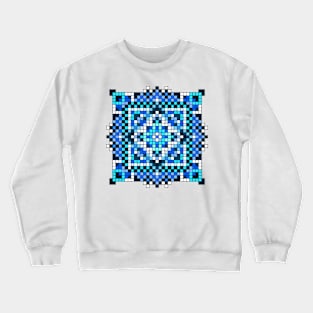 teal pixelated mandala Crewneck Sweatshirt